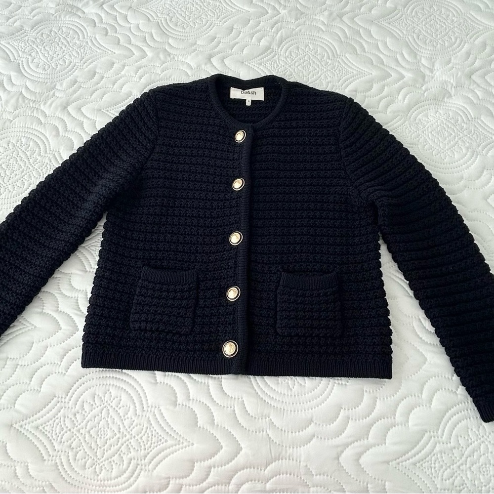ba&sh Blue Textured Cardigan Sweater - Picture 3 of 5